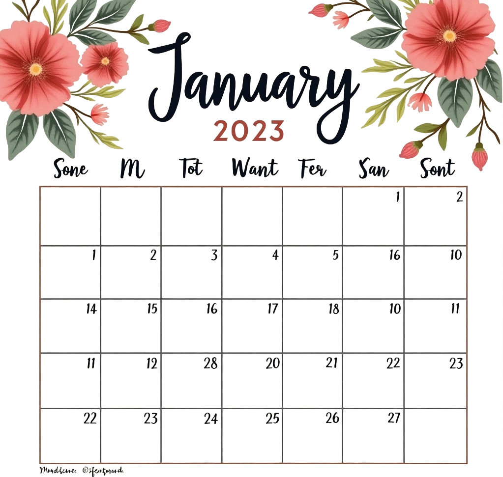 January 2023 Floral Calendar